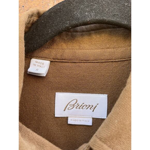 Brioni 98% Wool Button Down Dress Shirt in Brown Made in Italy, Size Small - Picture 7 of 9